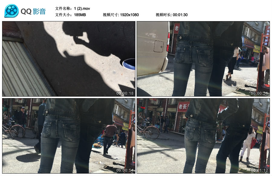 精选街拍视频 No.3071 紧身蓝牛妹子好身材 [245MB]